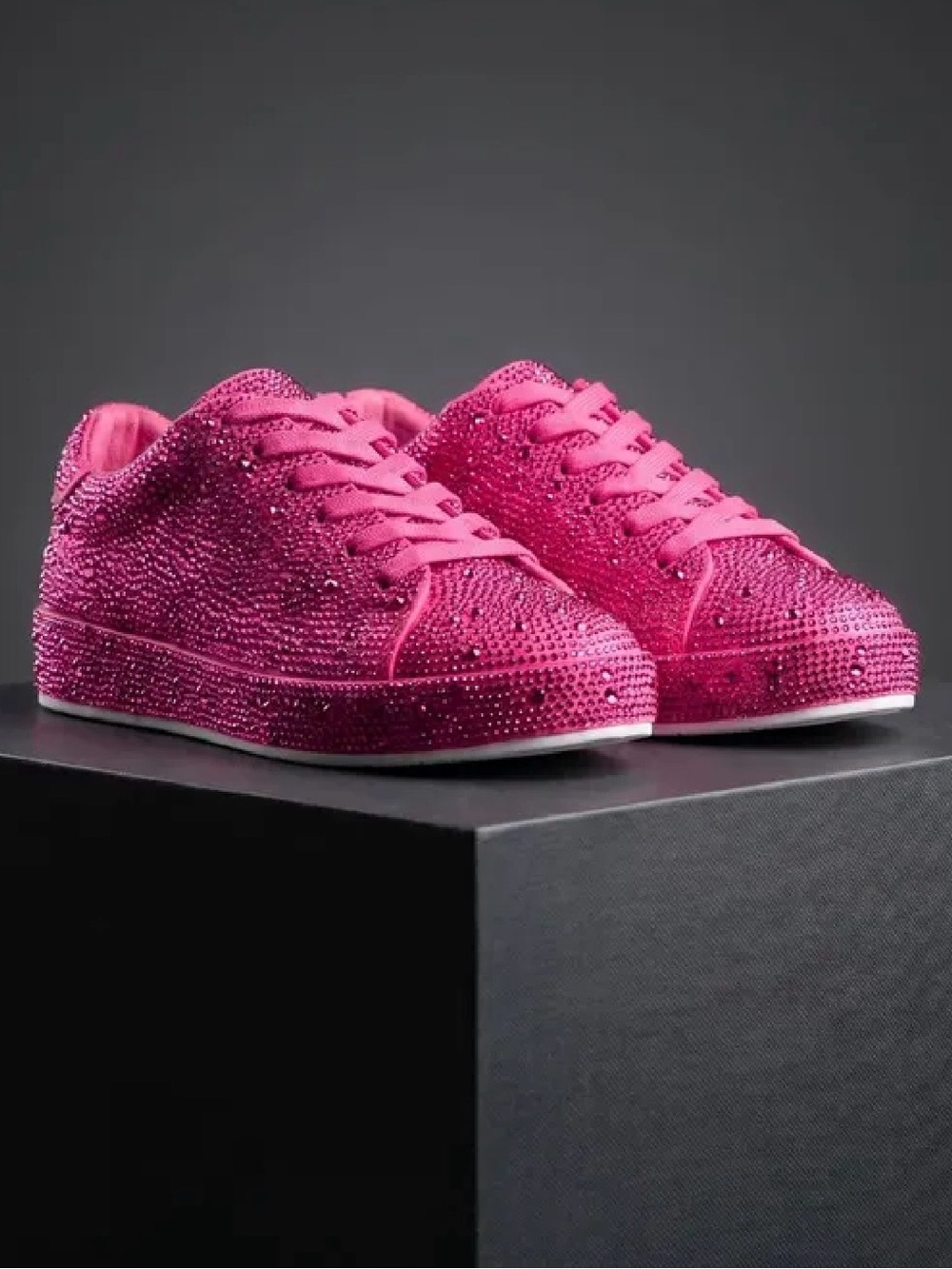 Hot Pink Crystal Embellished Women’s Sneakers